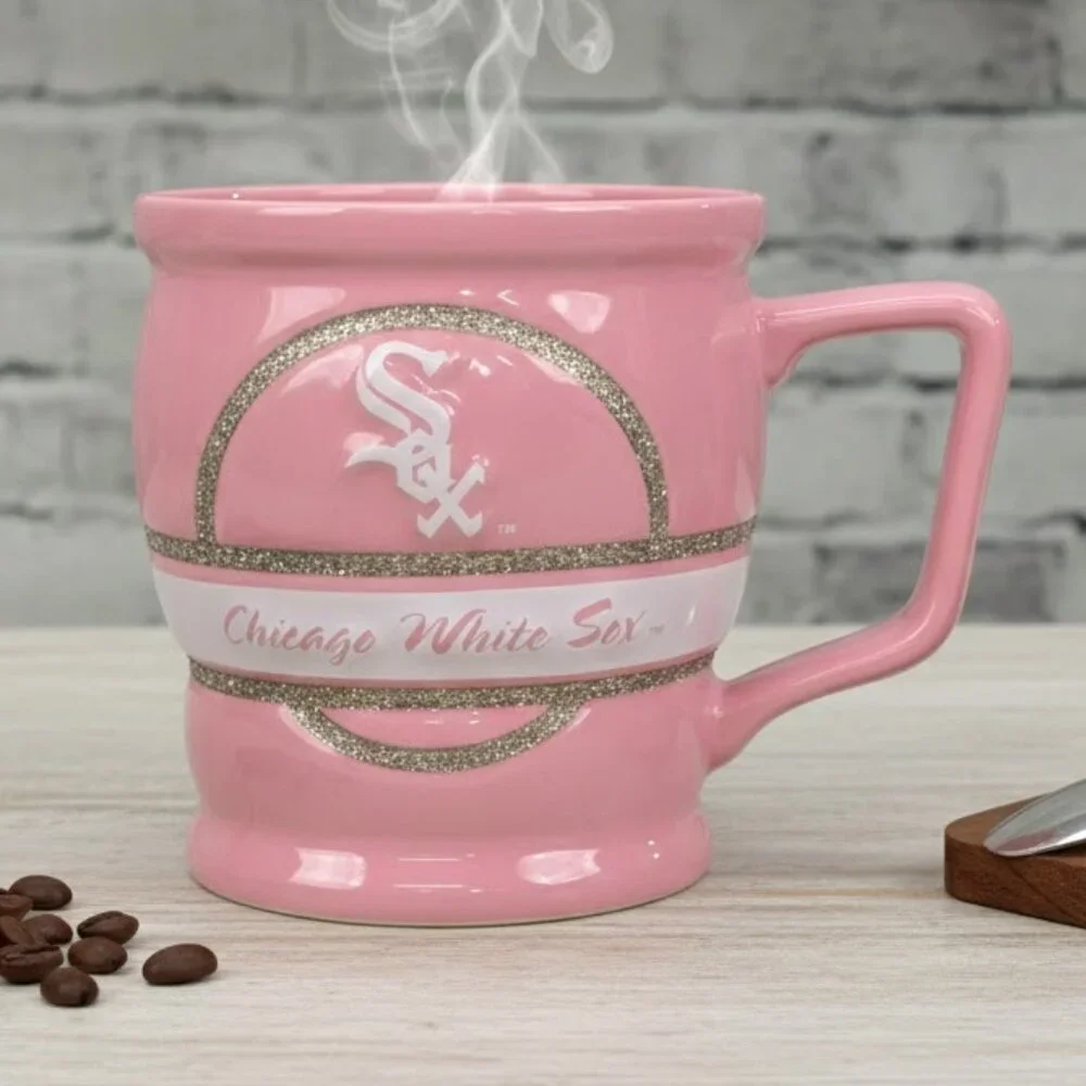 Chicago White Sox Pink Bling Coffee Mug Women’s MLB Baseball Ceramic Cup‎ EUC